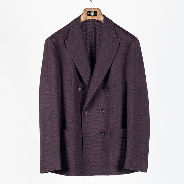 Magenta Herringbone Double Breasted Jacket