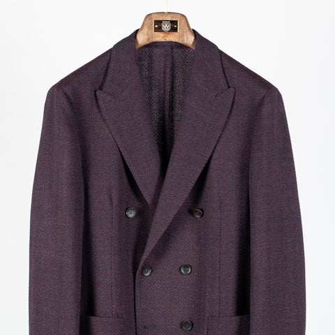 Fradi Denim Magenta double-breasted jacket, close front view