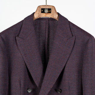 Fradi Denim Magenta double-breasted jacket, lapel and collar detail