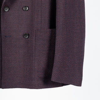 Fradi Denim Magenta double-breasted jacket, buttons, patch pocket and hem detail