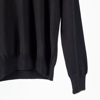 Gran Sasso Black Virgin Wool Mock-Neck Quarter-Zip Pullover (back view)