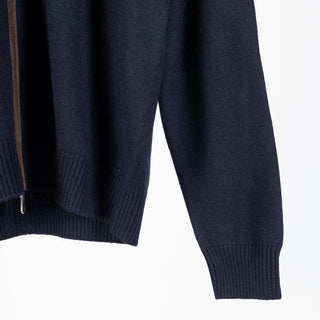 Gran Sasso Navy Merino Wool Crewneck Sweater (back view)