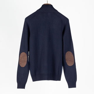 Gran Sasso Navy Merino Wool Crewneck Sweater (fabric detail)