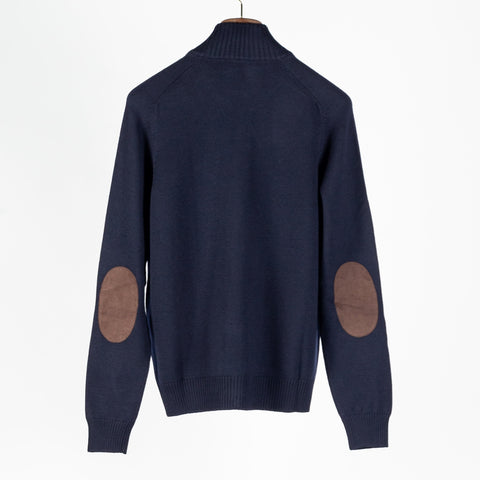 Gran Sasso Navy Merino Wool Crewneck Sweater (fabric detail)