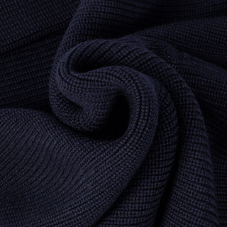 Gran Sasso Navy Merino Wool Half-Zip Sweater (front view)