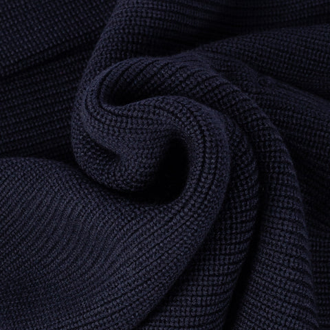 Gran Sasso Navy Merino Wool Half-Zip Sweater (front view)
