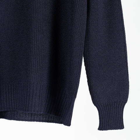 Gran Sasso Navy Merino Wool Half-Zip Sweater (back view)