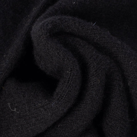 Harley of Scotland Black Shaggy Crew Neck Sweater (front view)