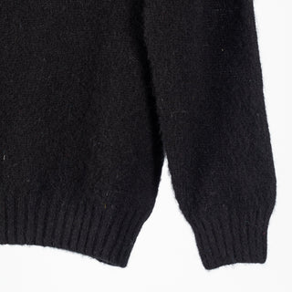 Harley of Scotland Black Shaggy Crew Neck Sweater (back view)