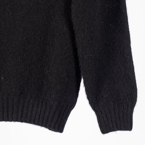Harley of Scotland Black Shaggy Crew Neck Sweater (back view)