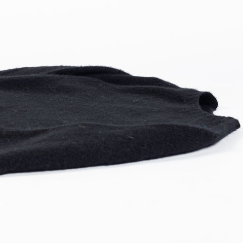 Harley of Scotland Black Pure New Wool Shaggy Crew Neck Sweater - Scotland (buttonhole detail)