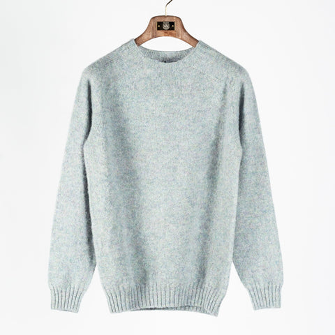 Harley of Scotland Seaglass Pure New Wool Shaggy Crew Neck Sweater — Scotland