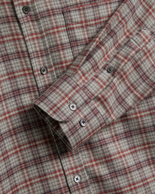 Portuguese Flannel Cedar in Grey/Bordeaux (back view)