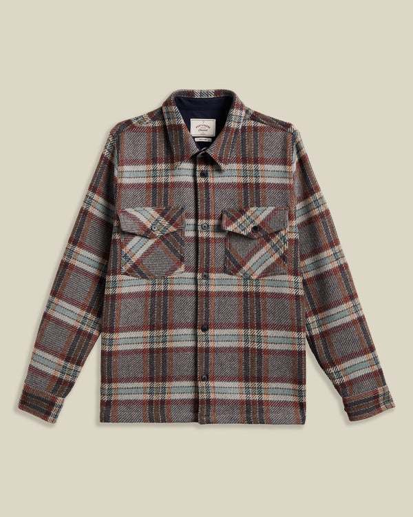 Grey Plaid Wool Field Overshirt