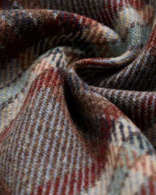 Portuguese Flannel Grey Plaid Wool Field Overshirt, grey plaid wool fabric close-up