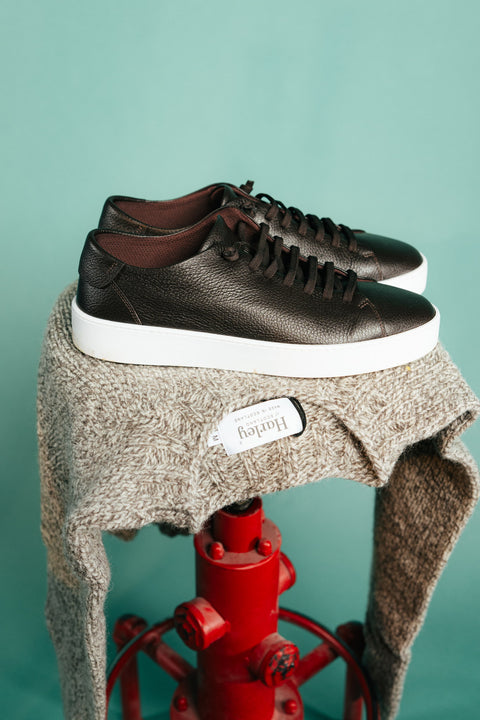 Fabiano Ricci TDM U1250 Grain Leather Sneaker, grain leather upper and white sole