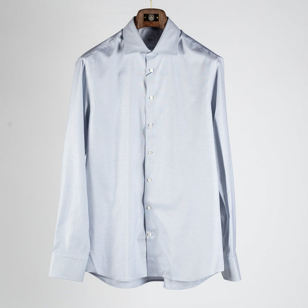 Blue Striped Twill Dress Shirt - Fitted Body