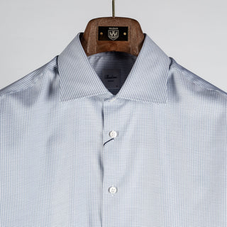 Stenstroms Blue Twill Dress Shirt (on model)