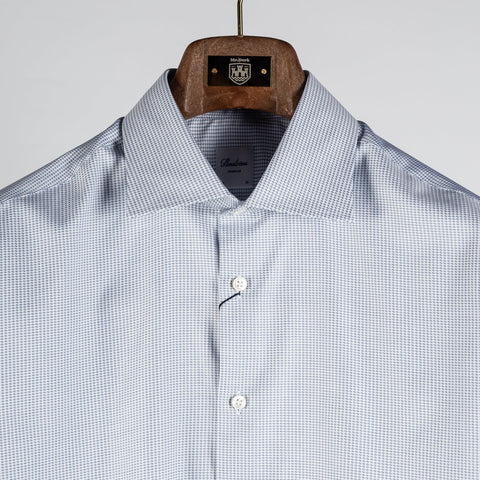 Stenstroms Blue Twill Dress Shirt (on model)