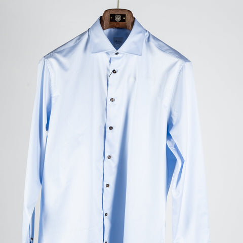 Stenstroms Light Blue Twill Shirt (collar detail)