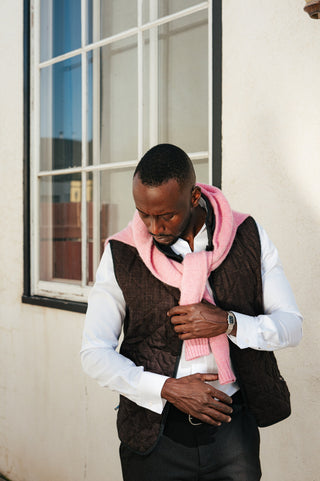 Waterville Brown Quilted Vest — alternate angle 9