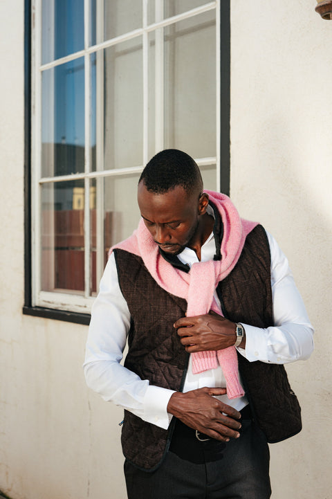 Waterville Brown Quilted Vest — alternate angle 9