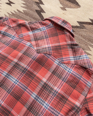 Western yoke and back of the Cactus Flower Plaid flannel shirt