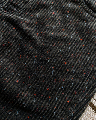 Close-up of the flecked Donegal corduroy cloth on the Night Sky pants