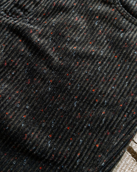 Close-up of the flecked Donegal corduroy cloth on the Night Sky pants