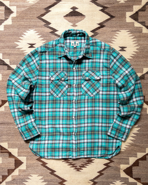 Wythe Thousand Lakes Plaid Washed Flannel Pearlsnap Shirt