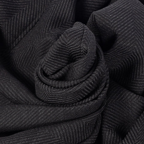 Xacus charcoal herringbone shacket, fabric close-up