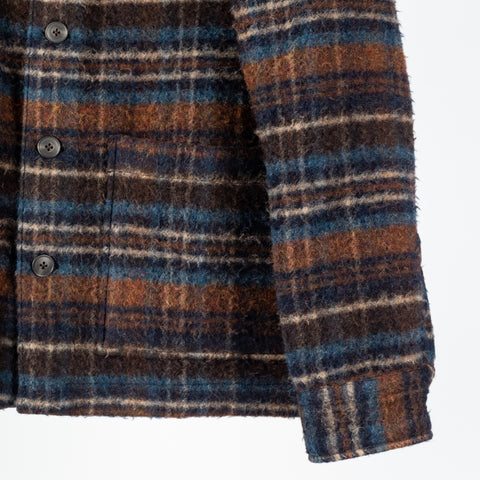 Xacus multi plaid overshirt, lower pocket and cuff detail