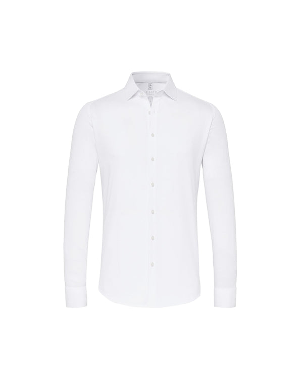 White Stretch Pique Shirt