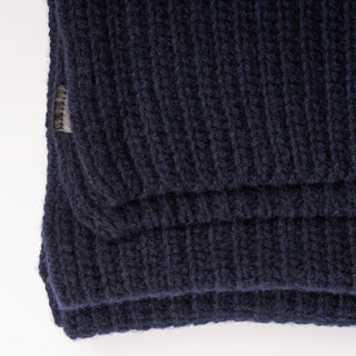 Dante Navy Knitted Cashmere Scarf 2