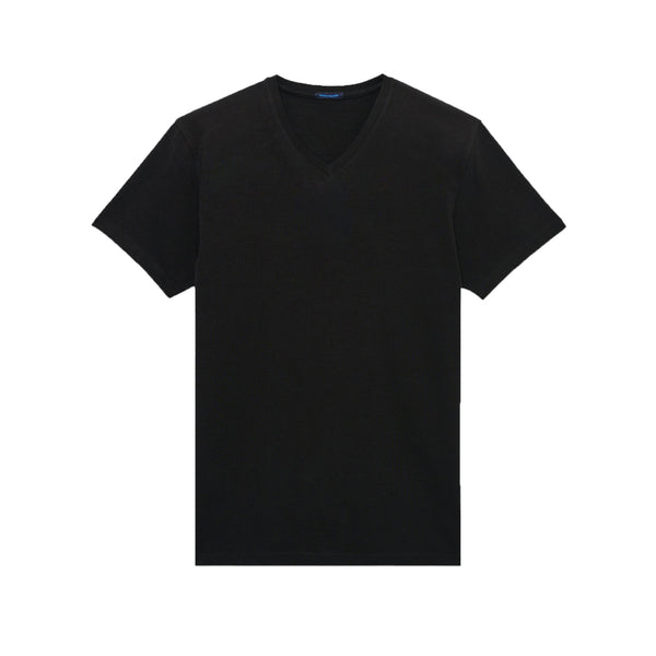 Essential V Neck Black Pima Tee
