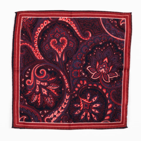 Gierre Milano Red Paisley Pocket Square 1