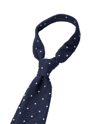 Drake's Navy Polka dot Tie 2
