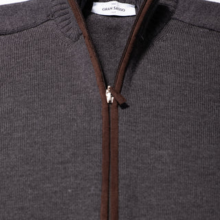 Gran Sasso Grey Full-Zip Wool Sweater 4