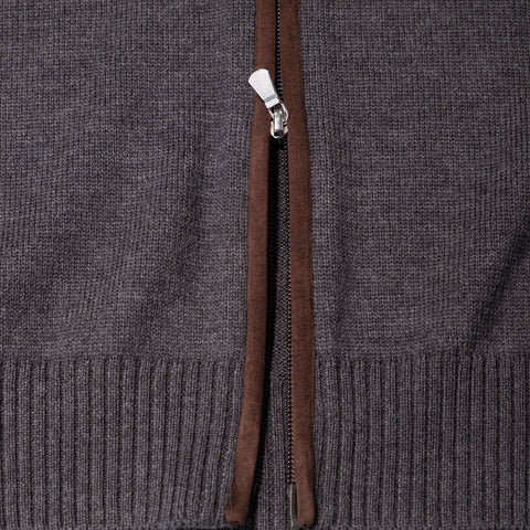 Gran Sasso Grey Full-Zip Wool Sweater 5