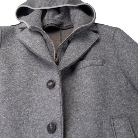 Fradi Grey Hooded Pea Coat 4