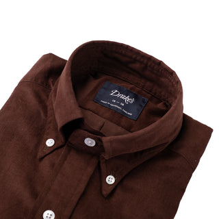 Drake's Burgundy Corduroy Button Down Shirt 2