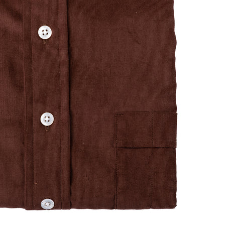 Drake's Burgundy Corduroy Button Down Shirt 3