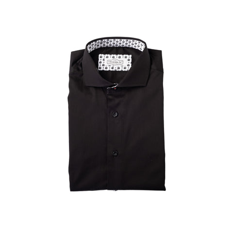 7 Downie St Black Stretch Contrast Button Shirt 1