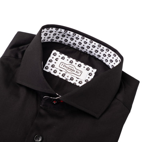 7 Downie St Black Stretch Contrast Button Shirt 2