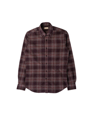 Xacus Burgundy Flannel Check Shirt 1
