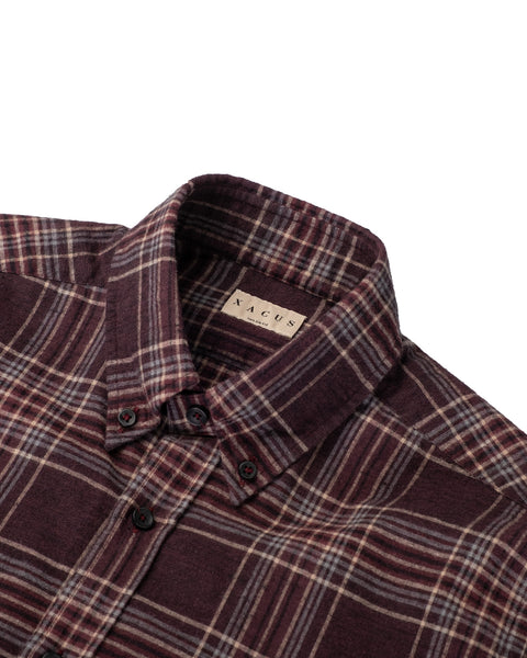 Xacus Burgundy Flannel Check Shirt 2