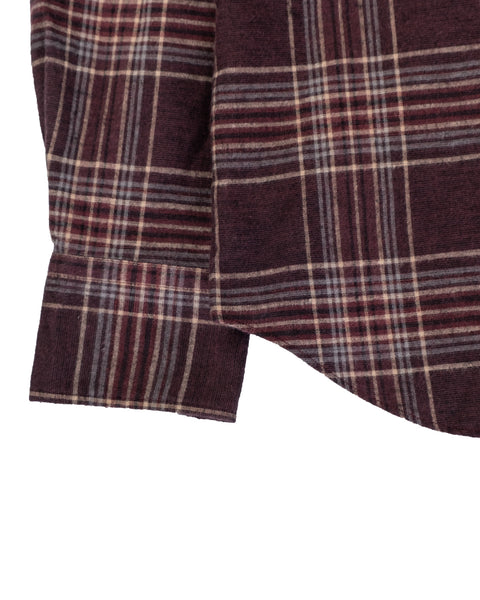 Xacus Burgundy Flannel Check Shirt 3