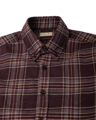 Xacus Burgundy Flannel Check Shirt 4