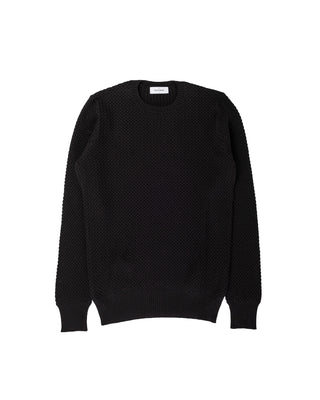 Gran Sasso Black Textured Crewneck Sweater 1