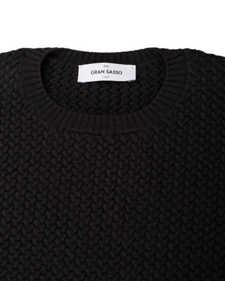 Gran Sasso Black Textured Crewneck Sweater 4